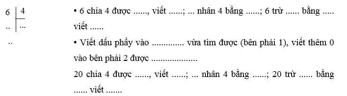 Vở bài tập Toán lớp 5 Chân trời sáng tạo Bài 36: Chia một số tự nhiên cho một số tự nhiên mà thương là một số thập phân